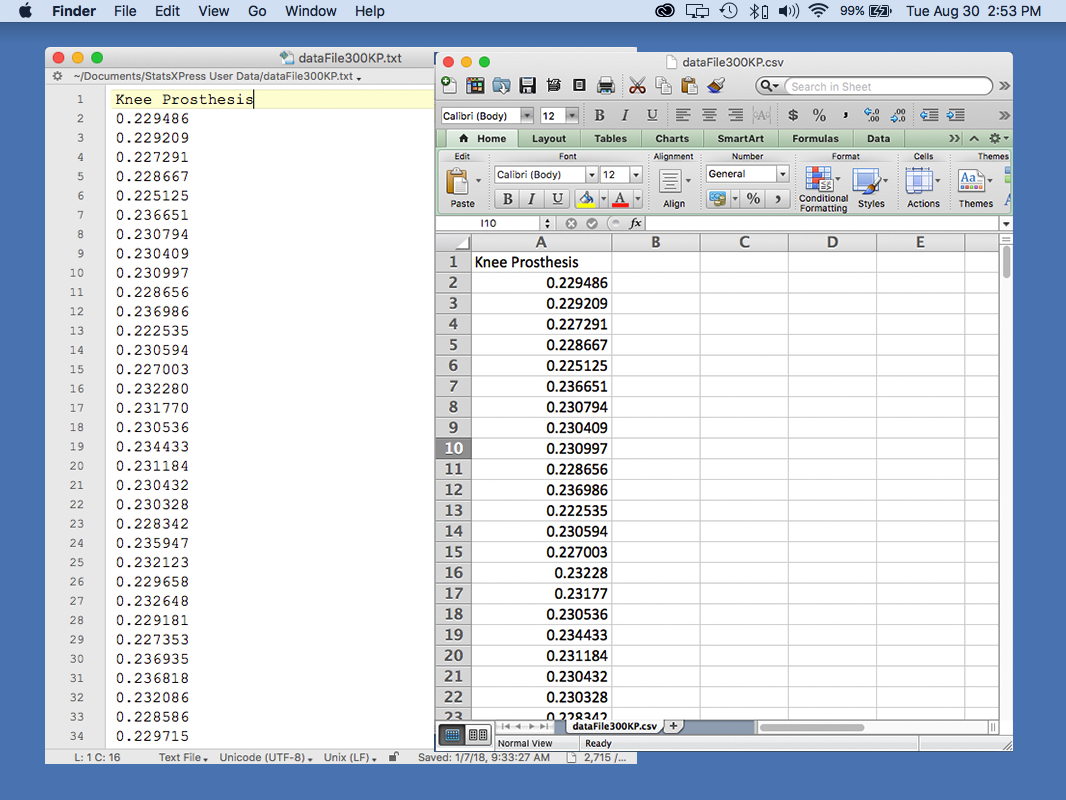 Control Chart data is save in a csv for analysis